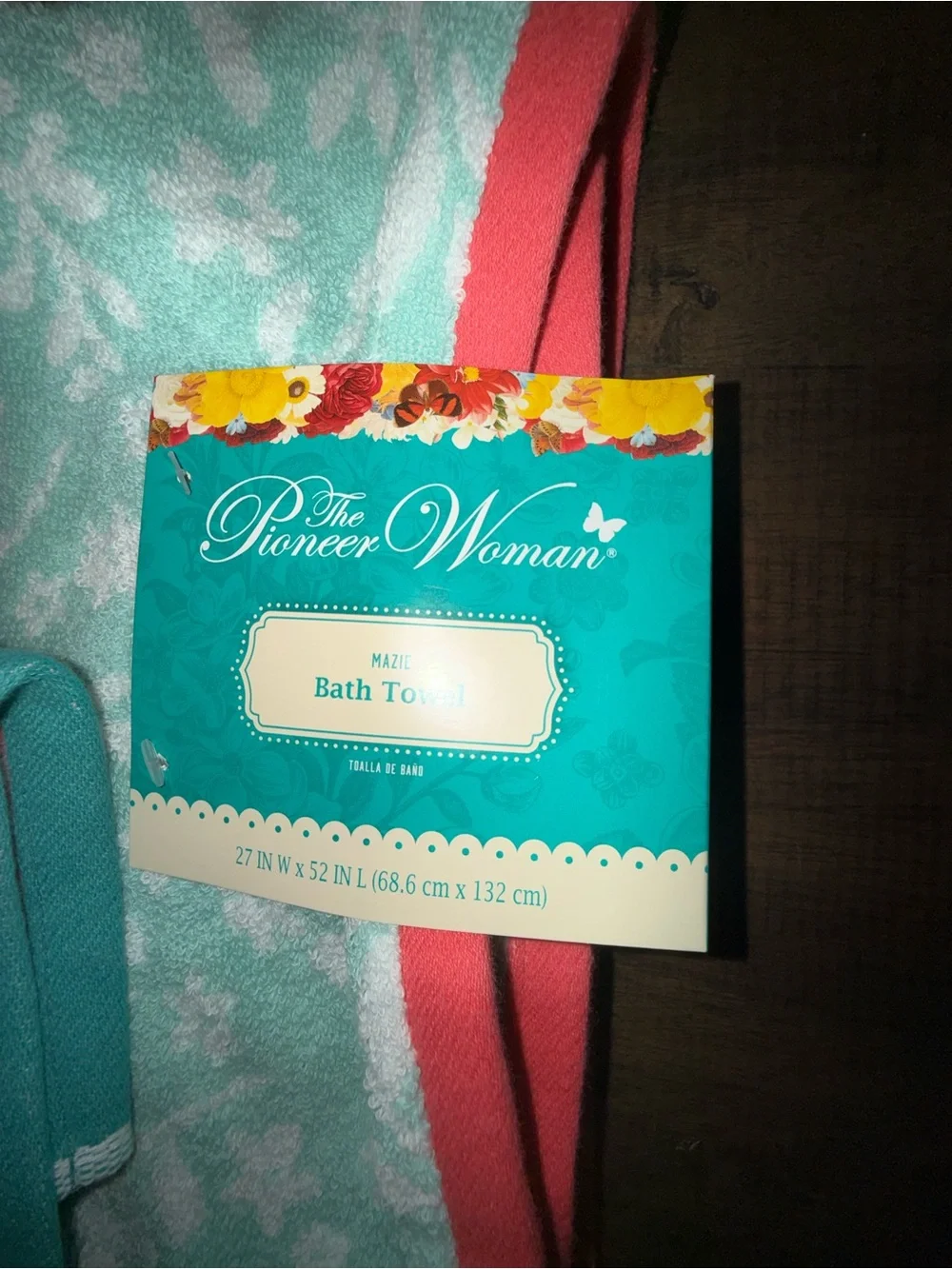 The Pioneer Woman Aqua & Coral Floral Bath Towel Set